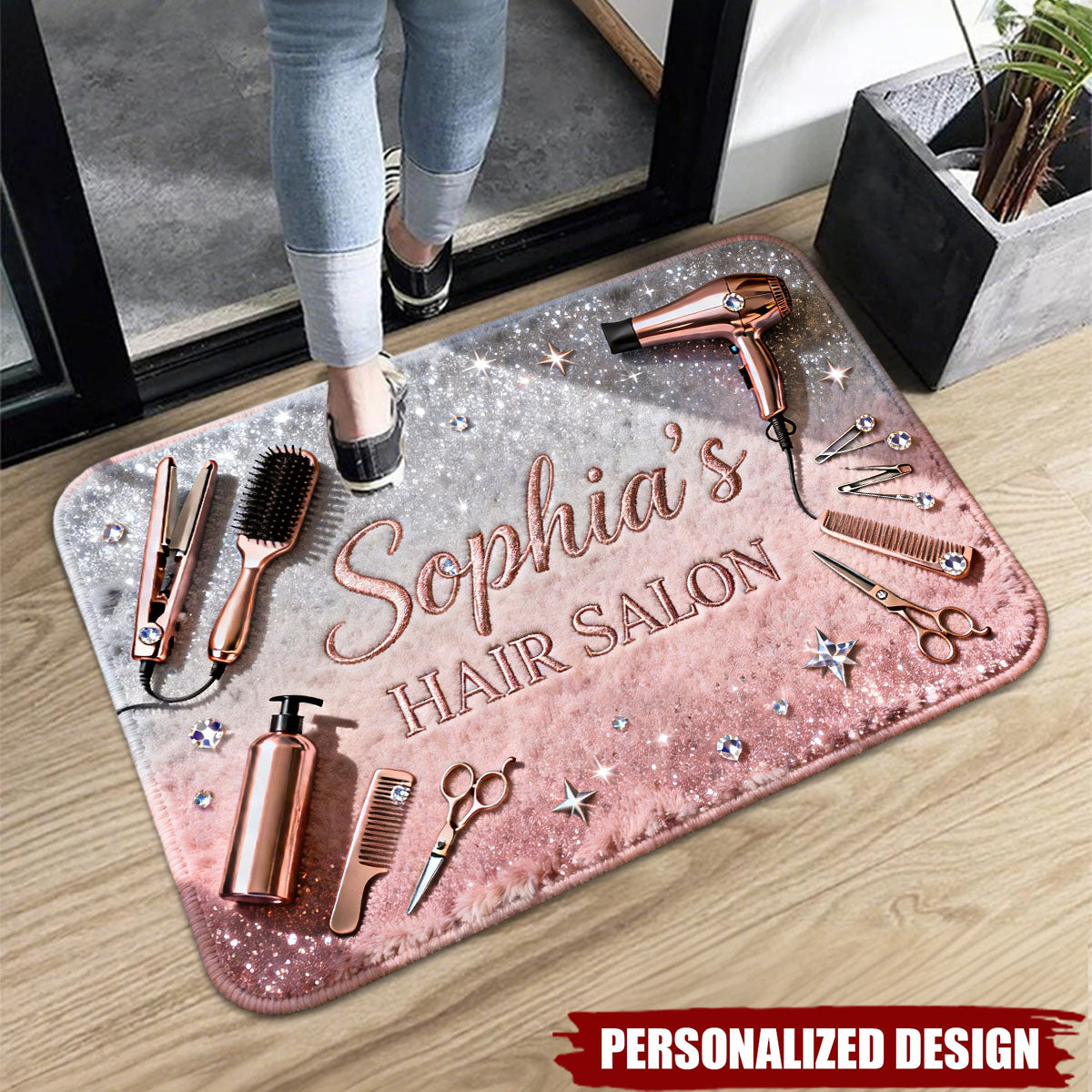 Personalized Hair Salon Doormat - Gifts For Hairstylist