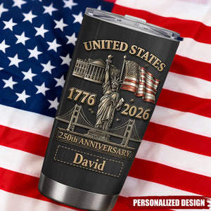 Personalized 250th Anniversary Tumbler – Gift for Him or Veteran