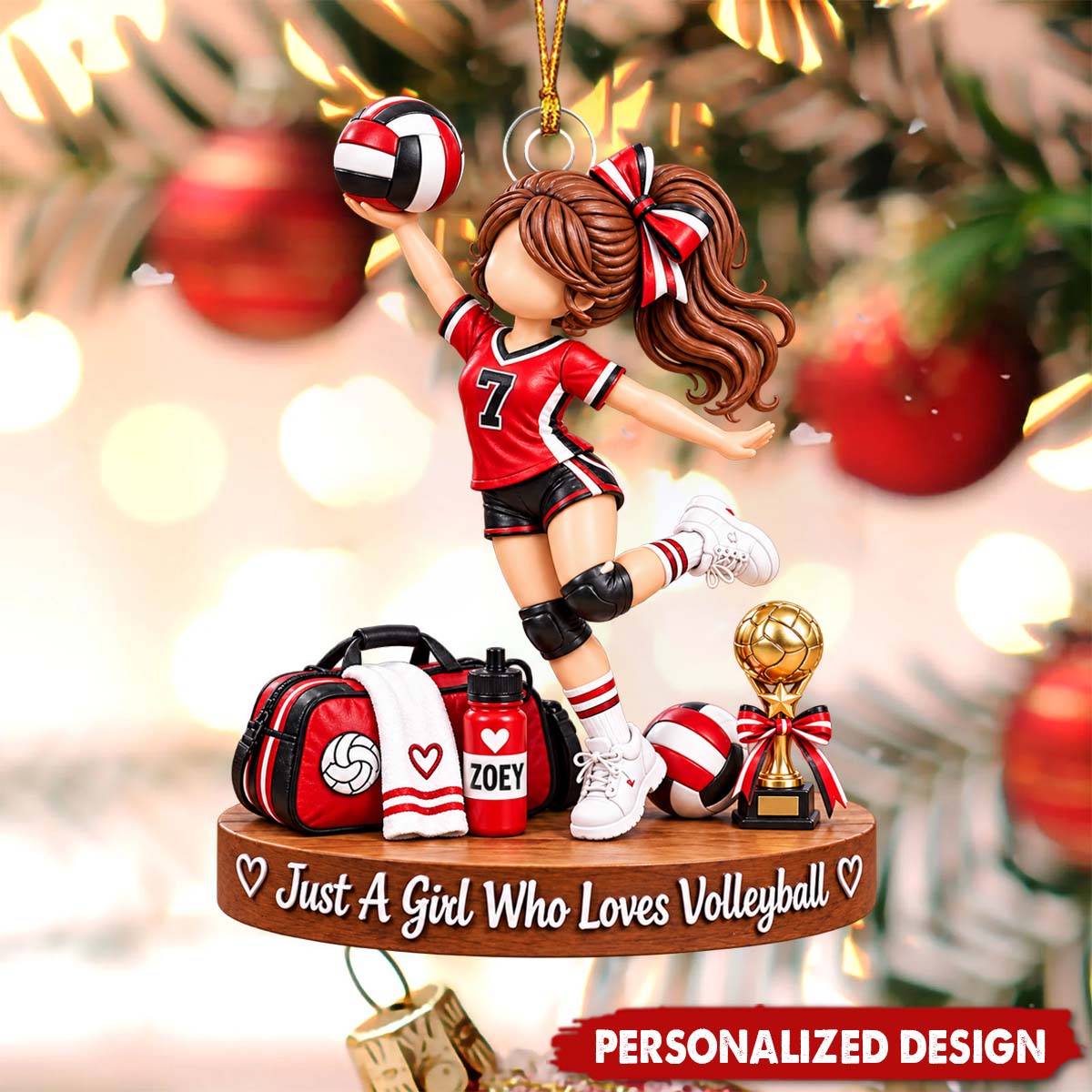 Volleyball Girl Spiking Pose Personalized Acrylic Ornament - Custom Name Sports Gift