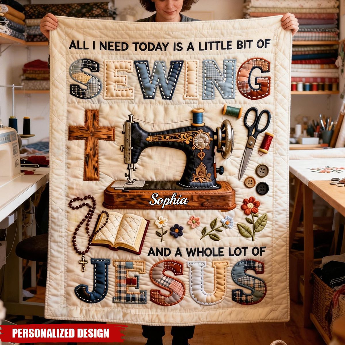 Personalized Jesus And Sewing Blanket - Gifts For Christians