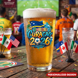 Personalized World Cup Soccer Pint Glass Gift for Football Fans - Custom Name