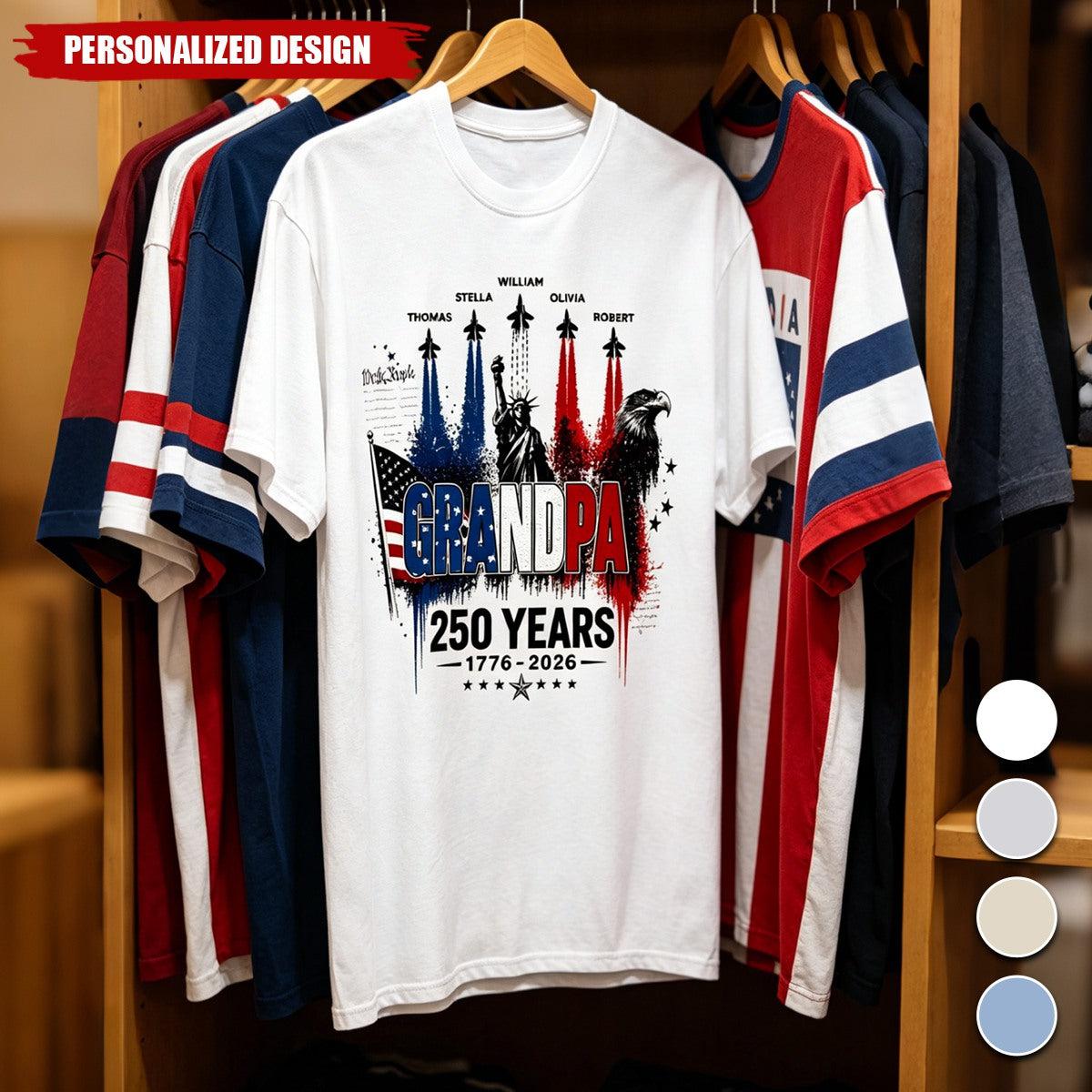 Personalized  America’s 250th T-Shirt - Custom kids Names