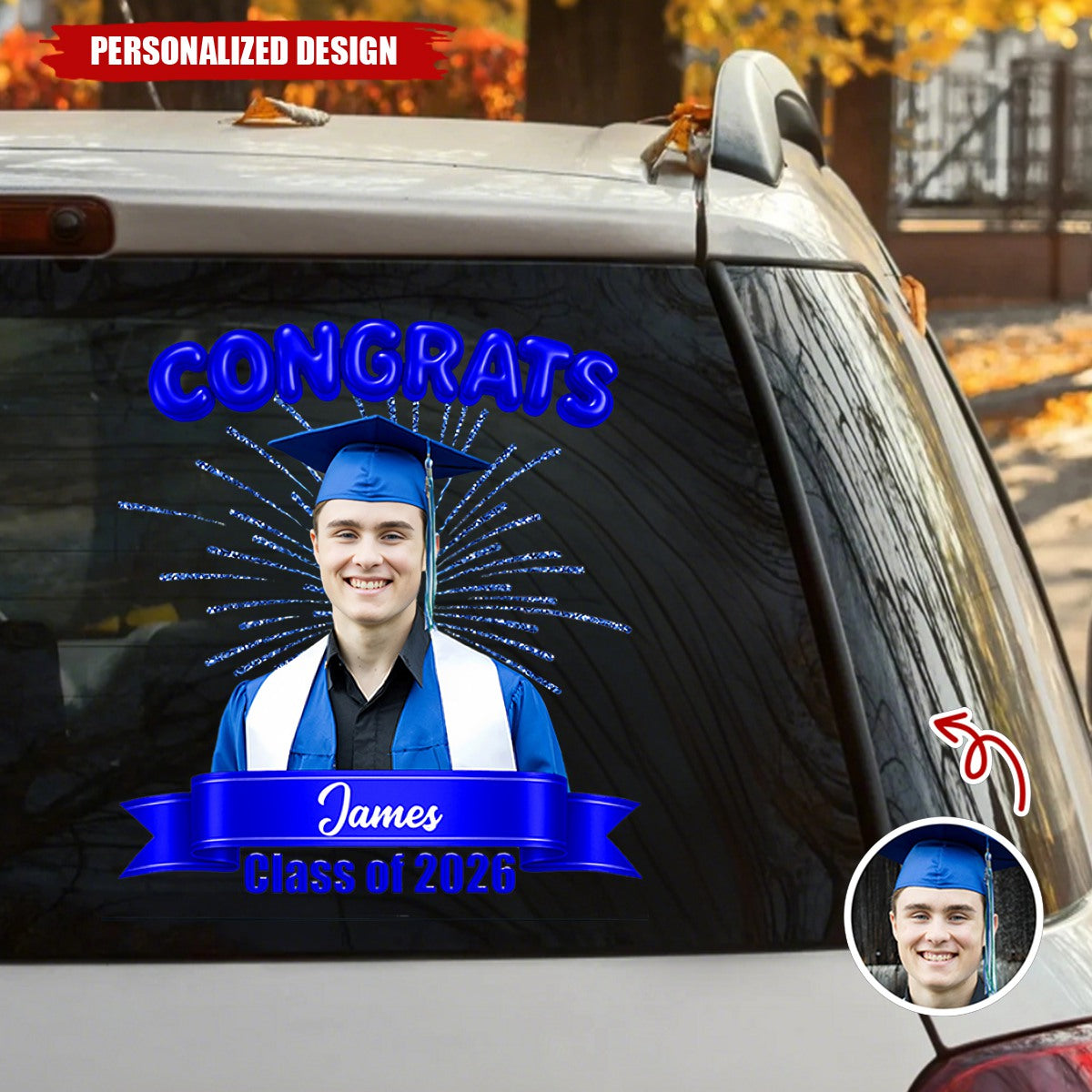 Personalized 2026 Graduation Photo Car Decal - Custom Photo & Name Sticker
