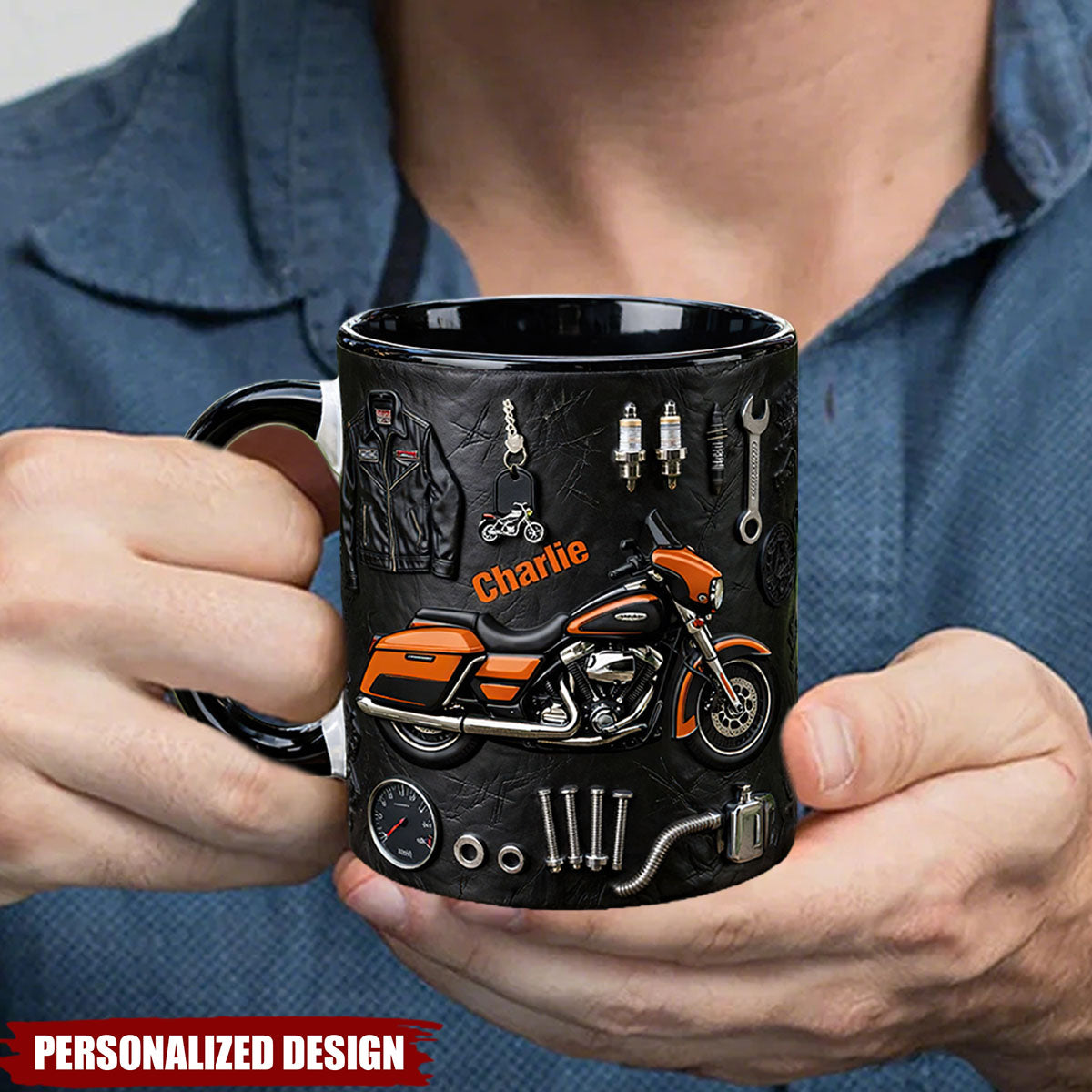 Personalized Motorcycle Mug – Custom Name Motorcycle Lover Gift