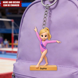 Personalized Gymnast Keychain – Custom Name Gymnast Gift For girls