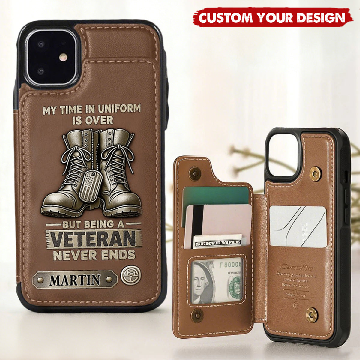 Proud Veteran-Personalized Veteran Leather Wallet Phone Case
