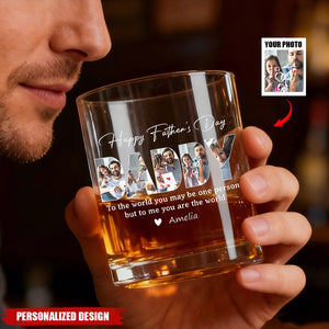 Personalized Photo‑Filled DAD and Sentimental Quote Whiskey Glass -Father's Day Gift
