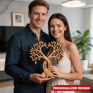 Personalized Couple Names Infinity Heart Tree of Life Wooden Decor -Couple Anniversary Gift