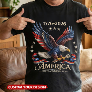 250th Anniversary America Patriotic T-Shirt, Bald Eagle American Flag Tee
