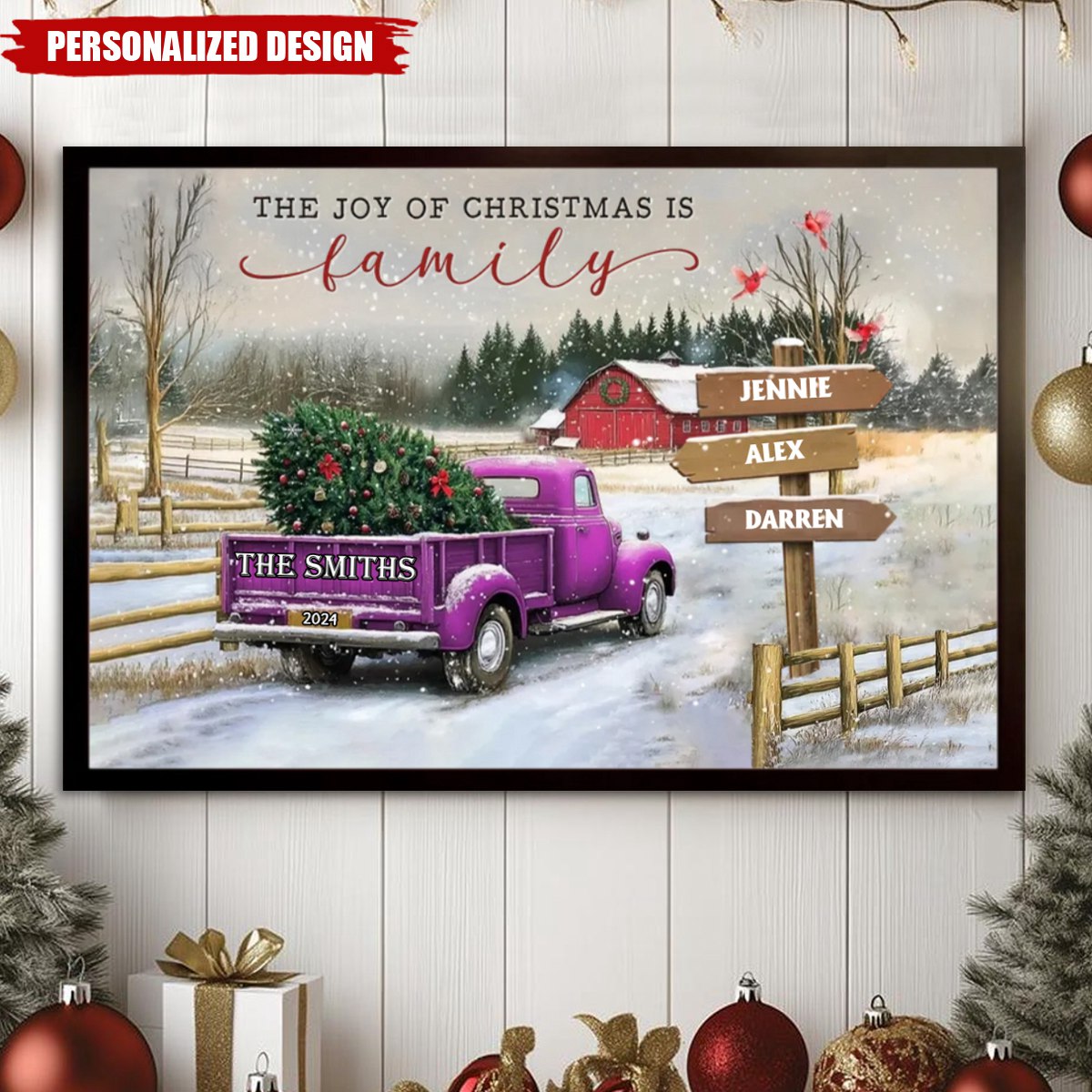 Personalized Family Farm Christmas Truck Poster-Gifts For Truck Lover-2024 New Release
