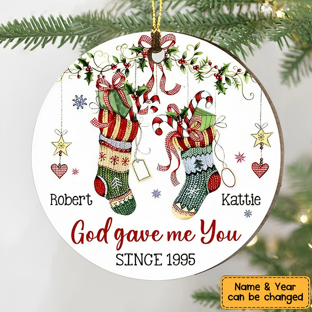 Gift For Couple God Gave Me You Circle Ornament
