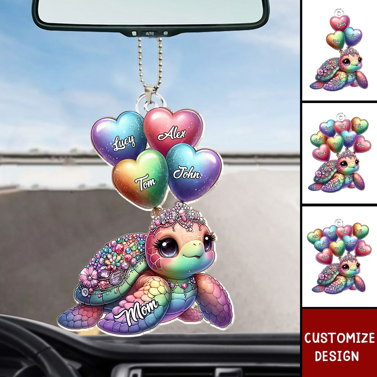 Pretty Sea Turtle Nana Auntie Mom Sweet Heart Balloon Kids Personalized Ornament