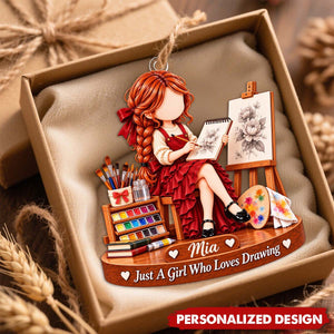 Drawing Lover Personalized Acrylic Ornament - Gift for Art Teacher & Painter