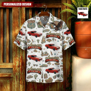 Personalized Car Photo 100 Years of Route 66 and America 250th Anniversary Hawaii Shirt