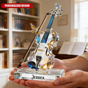 Personalized Crystal-Style Violin Plaque — Custom Name Music Lover Gift