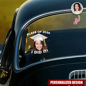 Personalized Funny Face Graduation Decal - 2026 Graduation Gift for Him/Her