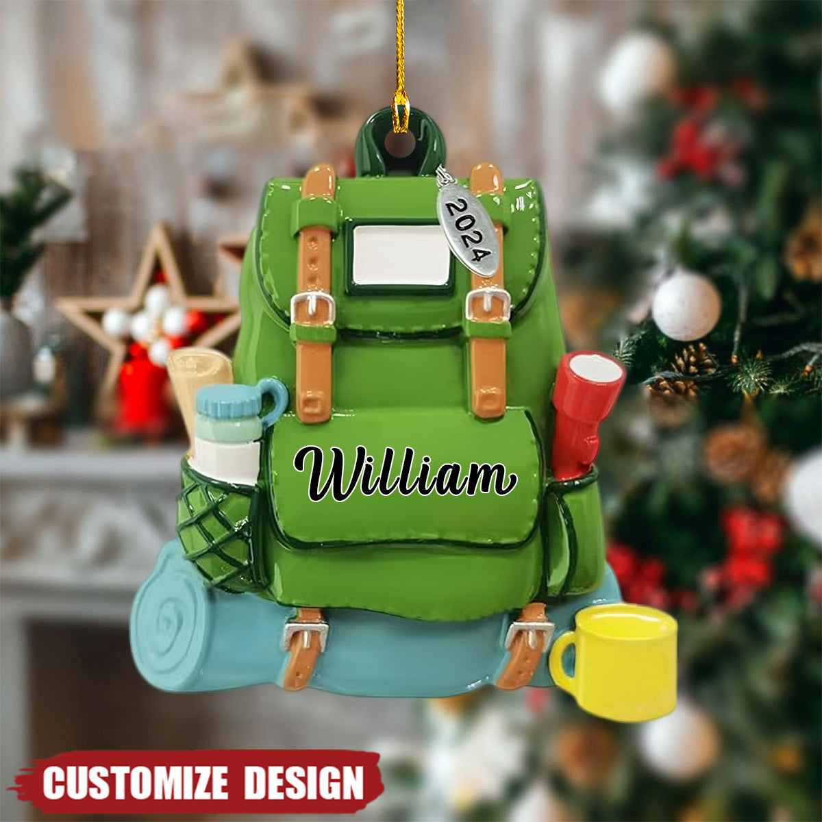 Personalized Hiking Bag Acrylic Ornament, Gift For Hiking Lovers