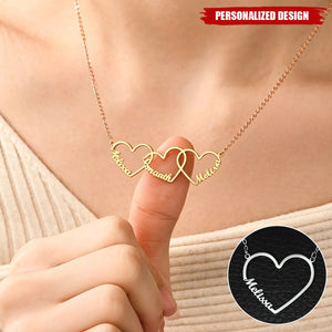 Personalized Interlocking Heart Name Necklace - A Holiday Gift for Friends And Family
