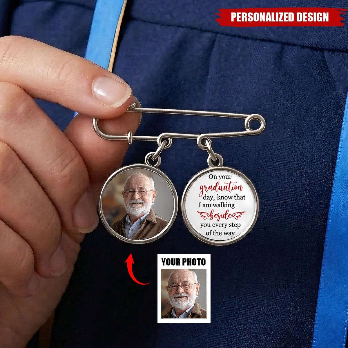 I'm Always With You - Personalized Lapel Pin With Photo Charms