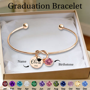 Personalized Graduation Birthstone Bracelet, Class of 2026