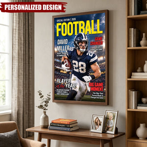 Personalized Football Star Magazine Style Print - Football Athlete Gift Poster