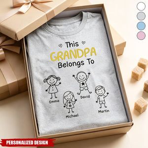 Personalized Figure Stick‑Figure Family T‑Shirt - Custom Children Names Gift for Father