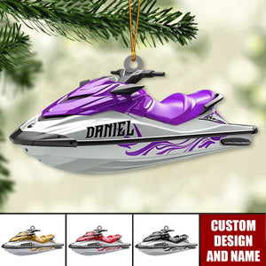 Personalized Jet Boat Ski Christmas Ornament, Skiing Jet Boat Christmas Tree Ornament - 2024 New Release