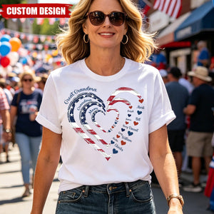 4th of July Grandma Mom Kids Heart In Heart - Personalized Shirt
