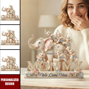 Personalized Mommy Elephant Family Ornament - Gifts For Mom, Grandma