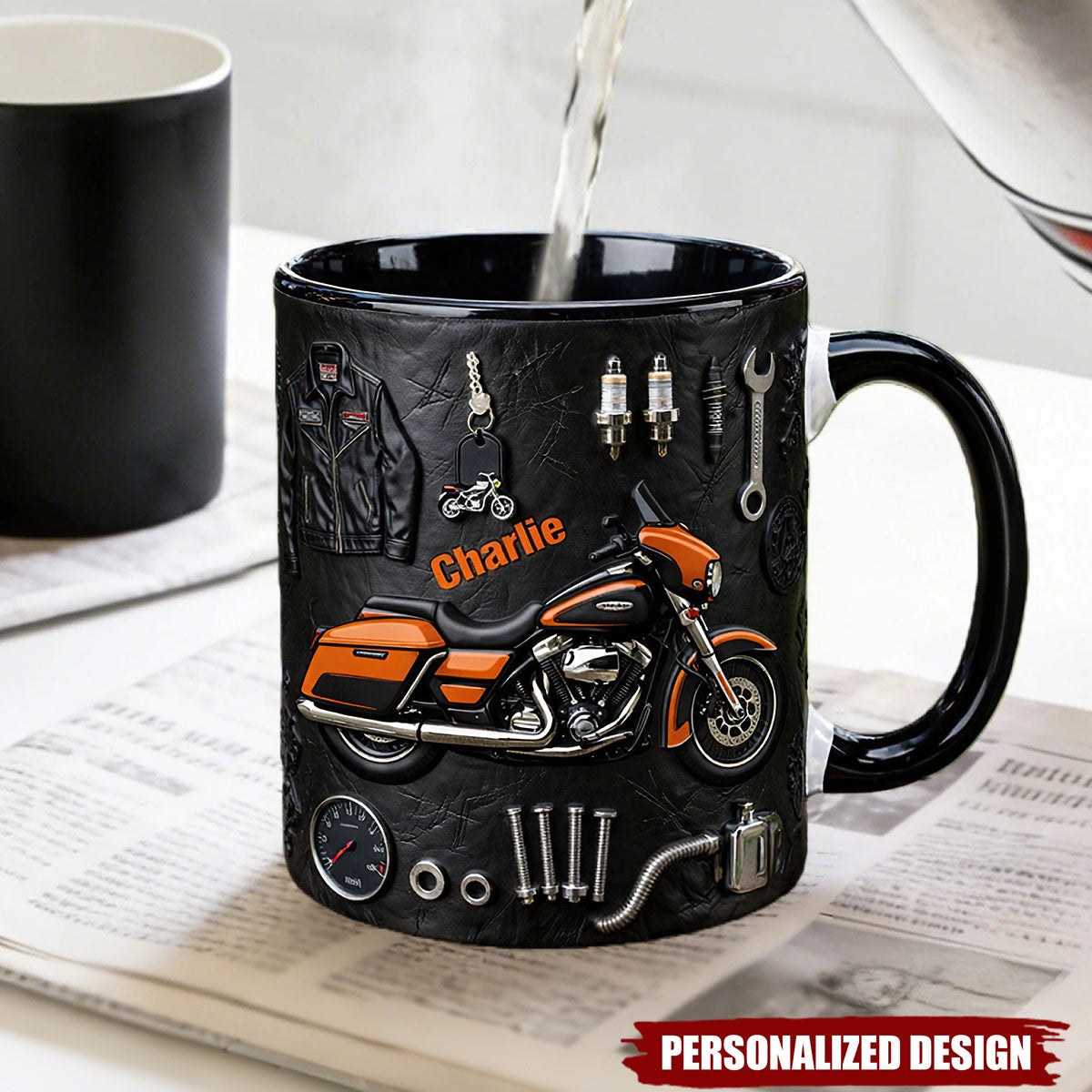 Personalized Motorcycle Mug – Custom Name Motorcycle Lover Gift