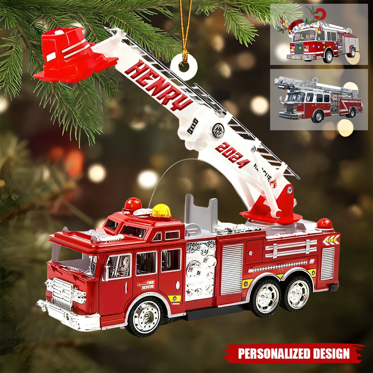 2024 New Release Christmas Tree Decor Gift For Firefighter,Personalized Fire Truck Christmas Ornament