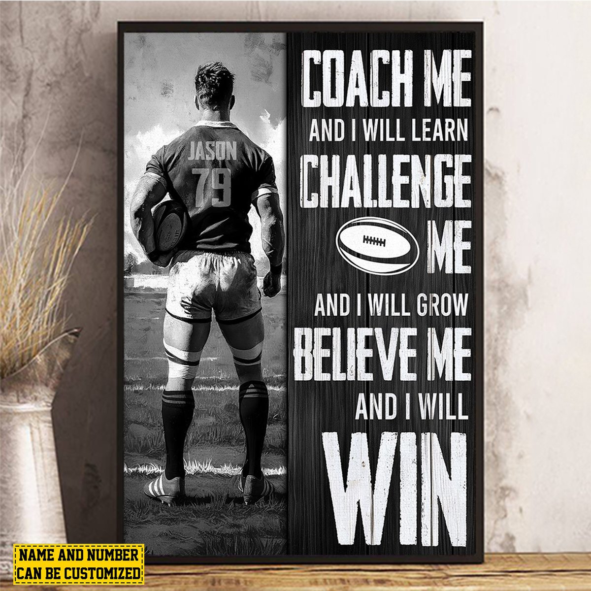 Personalized Rugby Boy Canvas Poster,Gift For Rugby Lovers