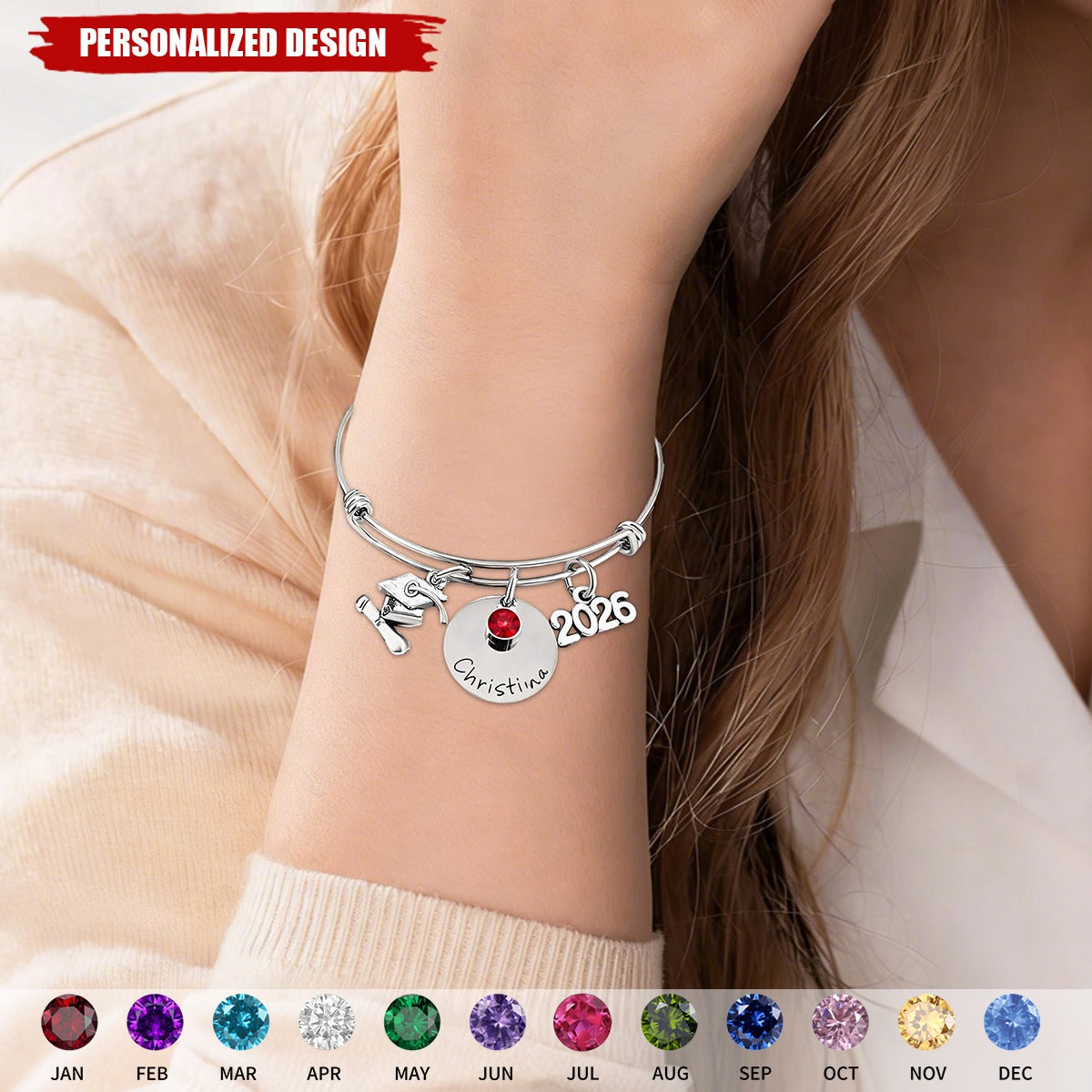 Personalized 2026 Graduation Bracelet - Class of 2026 Gift for Graduate
