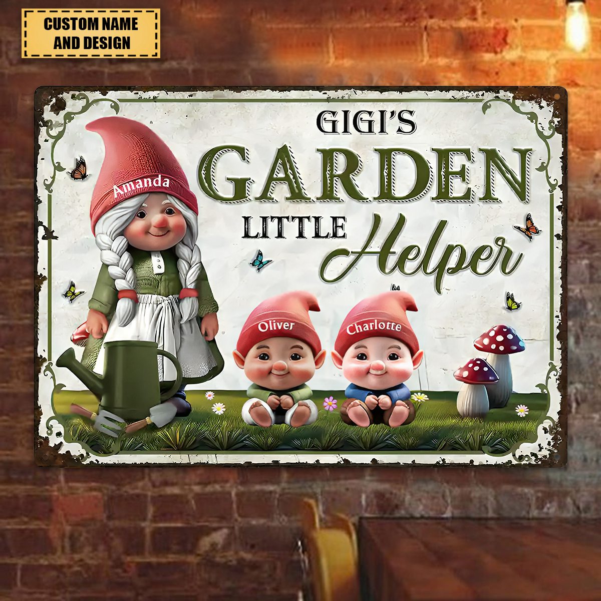 Grandma's Garden Little Helpers - Personalized Classic Metal Signs