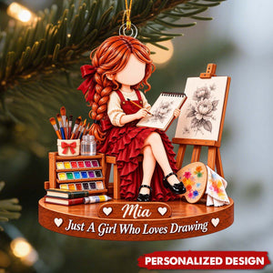 Drawing Lover Personalized Acrylic Ornament - Gift for Art Teacher & Painter