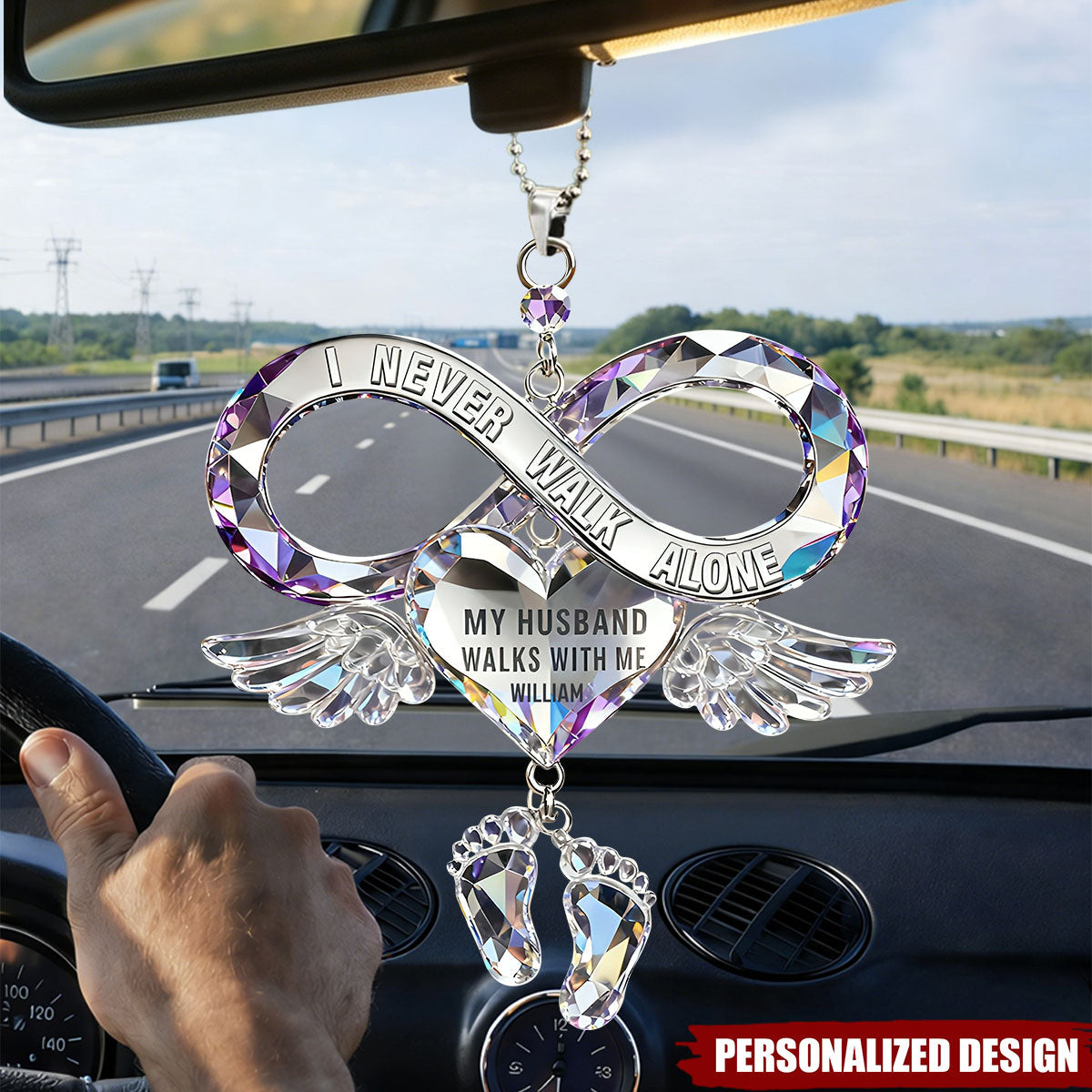 Personalized I Never Walk Alone Car Ornament - Memorial Gift For Family