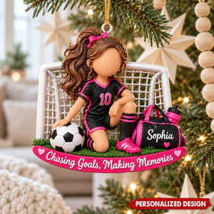 Chasing Goals Making Memories - Custom Soccer Acrylic Hanging Ornament, Gift for Soccer Athlete