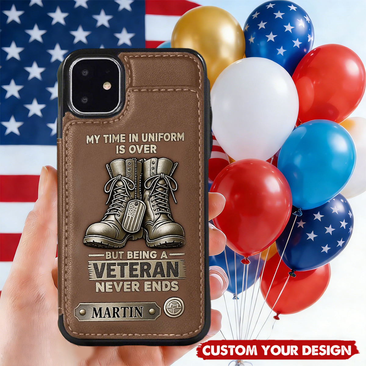 Proud Veteran-Personalized Veteran Leather Wallet Phone Case