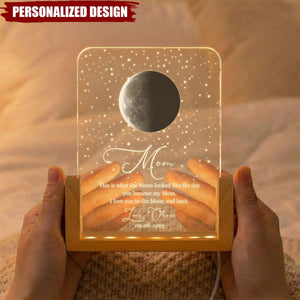 Personalized Moon Phase LED Night Light - Custom Mom Gift with Name & Date