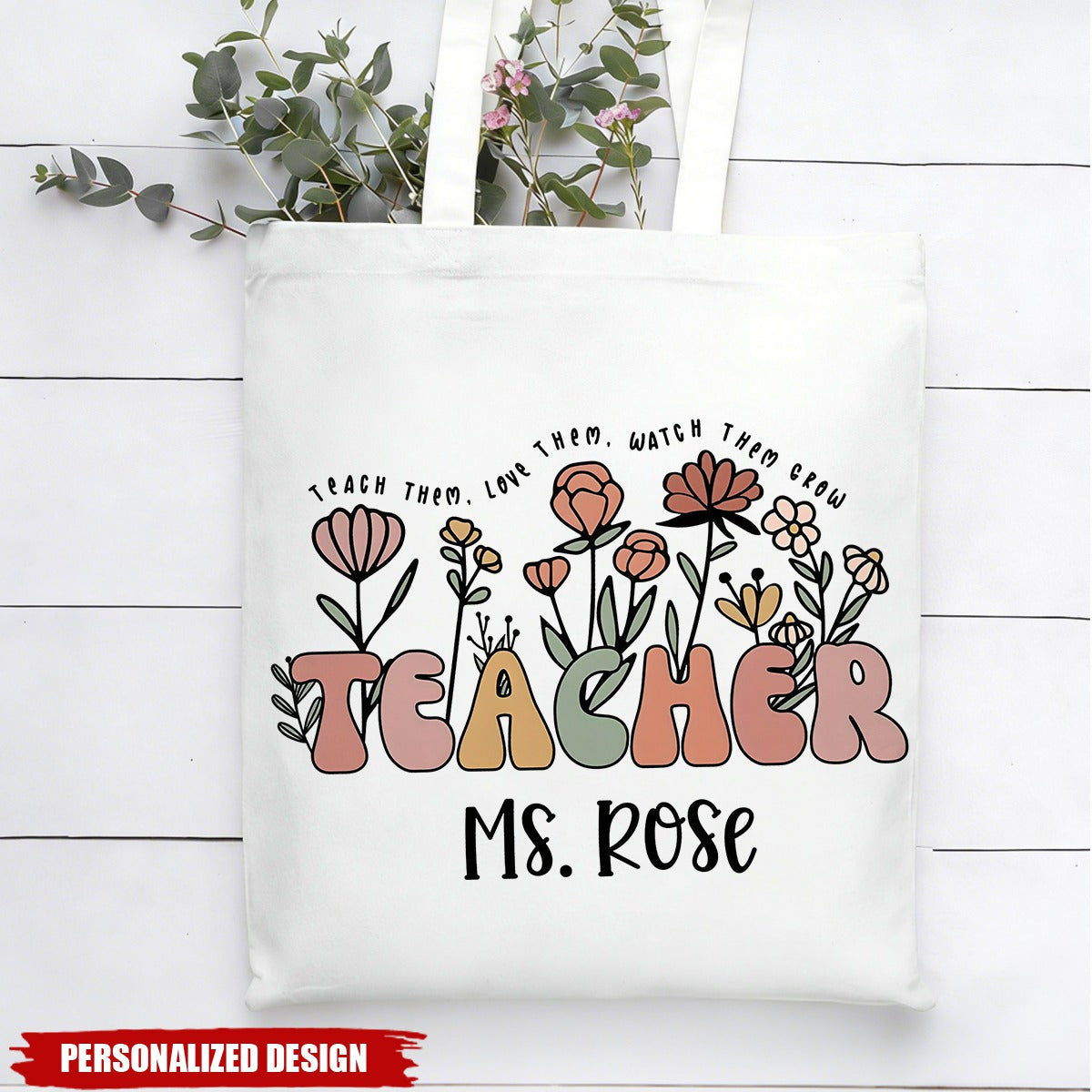 Personalized Floral Teacher Tote Bag – Teacher Appreciation Gifts