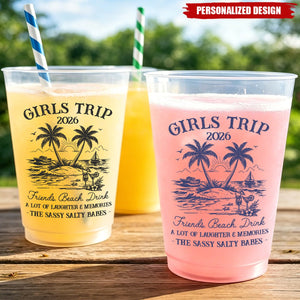 Personalized Girls Trip 2026 Beach Party Cups - Vacation And Travel Gifts For Best Friends, Family