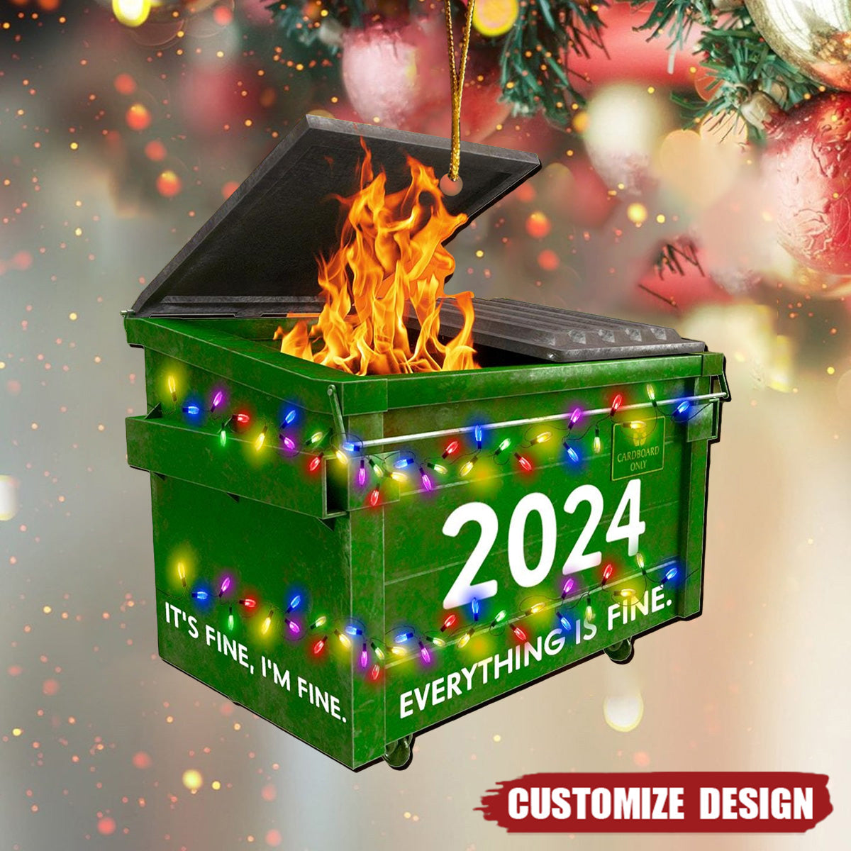 Dumpster on Fire Ornament, 2024 New Release Funny Christmas  Ornament,, Xmas Gag Gift