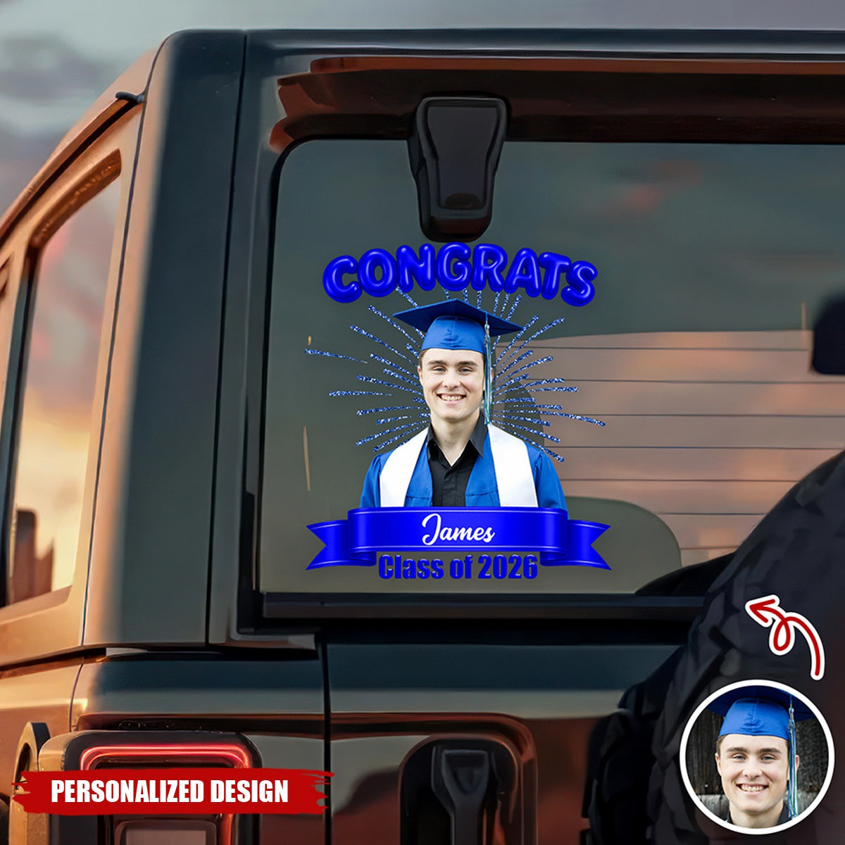 Personalized 2026 Graduation Photo Car Decal - Custom Photo & Name Sticker