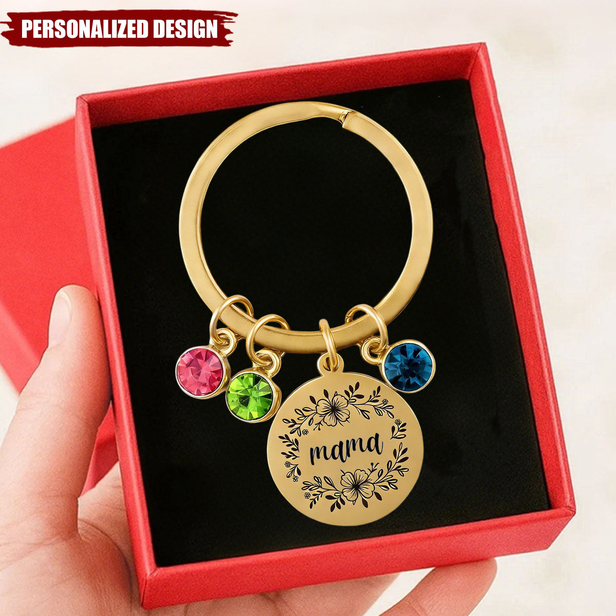 Personalized Mama Birthstone Keychain - Custom Name Family Gift for Mom/Grandma