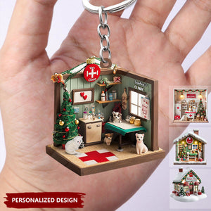Personalized Veterinarian Clinic Christmas Keychain-Gifts For Veterinarian