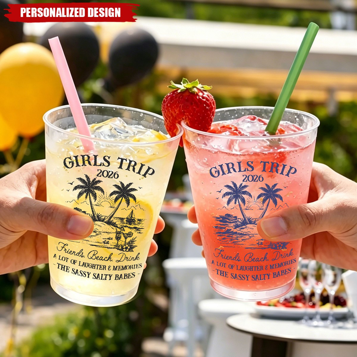 Personalized Girls Trip 2026 Beach Party Cups - Vacation And Travel Gifts For Best Friends, Family