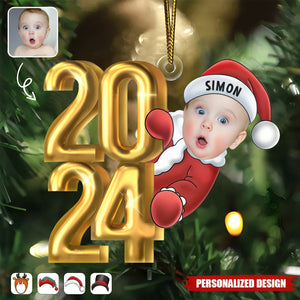 2024 New Release Custom Photo Christmas Santa Kid-Personalized Acrylic Ornament