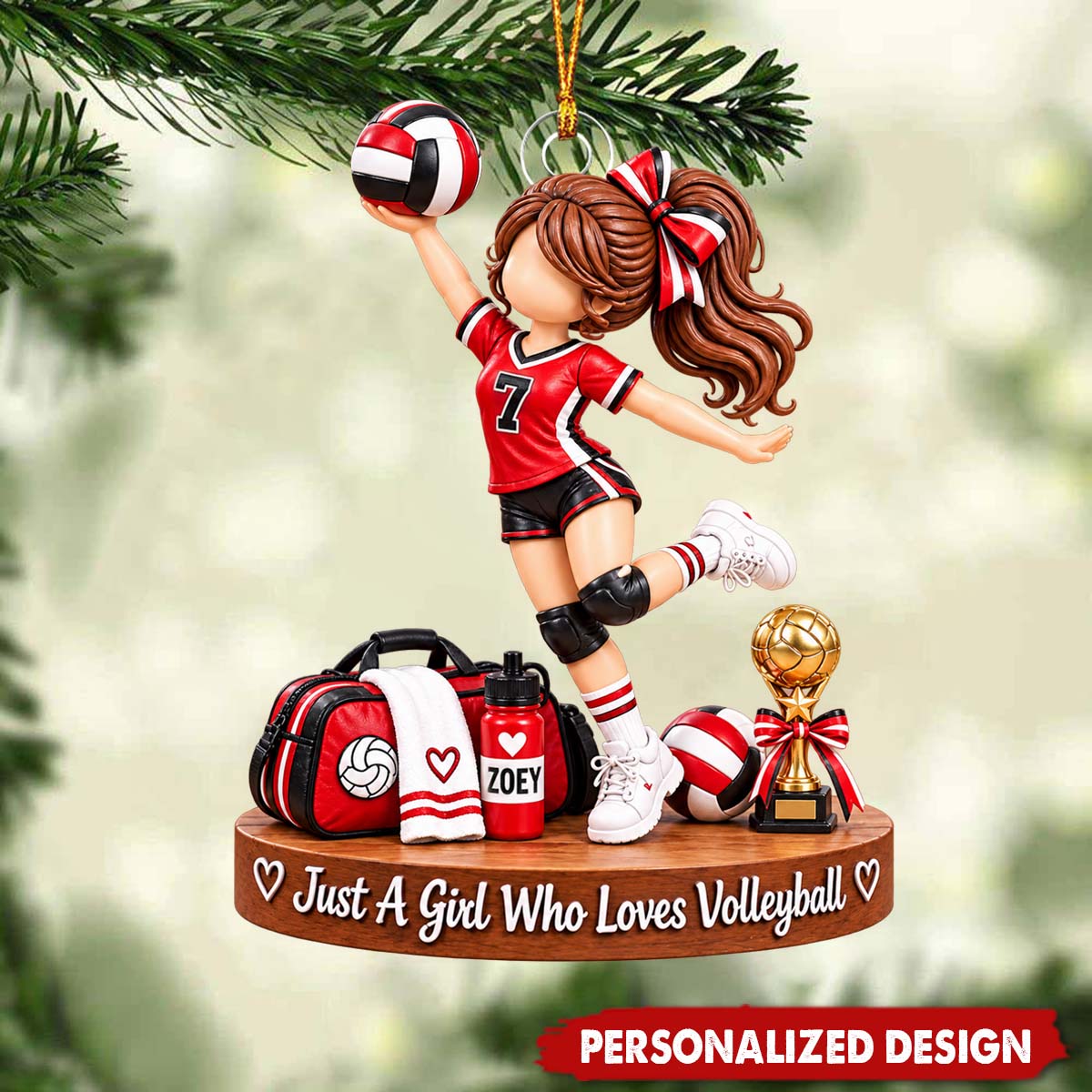 Volleyball Girl Spiking Pose Personalized Acrylic Ornament - Custom Name Sports Gift