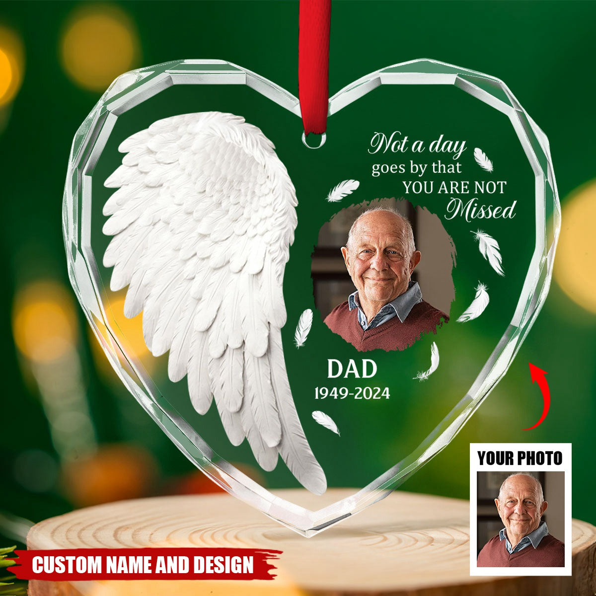 Personalized Custom Angel In Heaven Glass Ornament