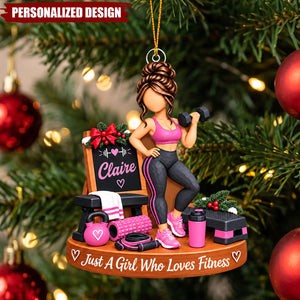 Weightlifting Girl Personalized Acrylic Ornament - Christmas Tree Hanging Decor